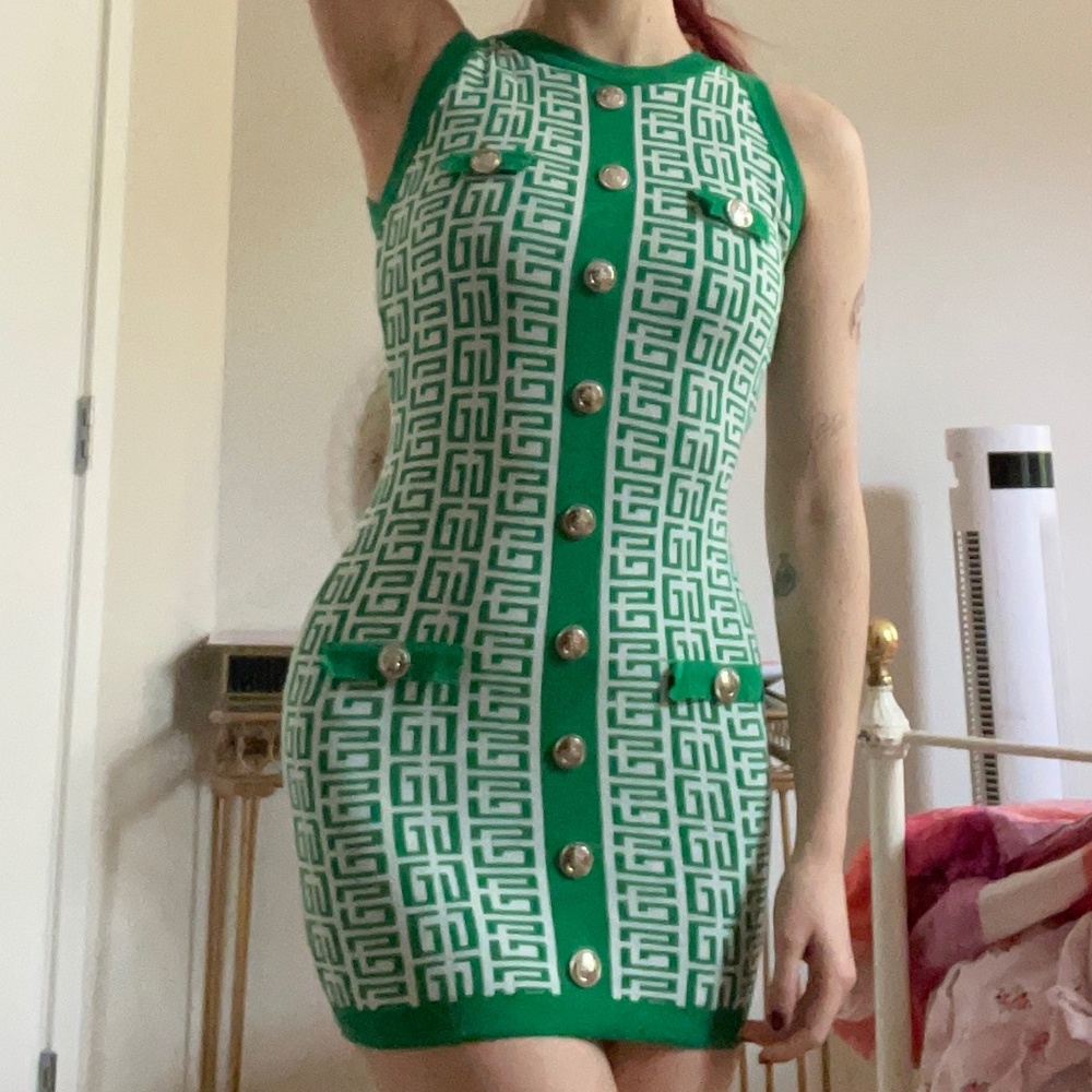 Hip Hugging Green Dress